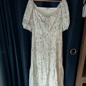 Chic Floral Maxi Dress with Puff Sleeves